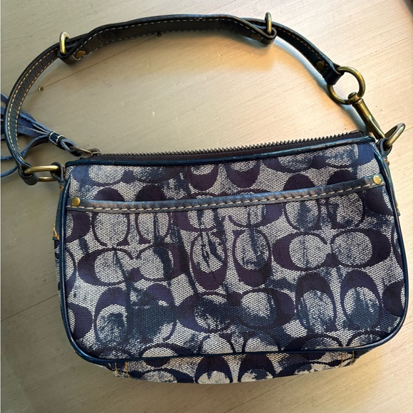Dark blue and silver small Coach purse - Picture 3 of 3